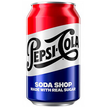 Газированный напиток «Pepsi Cola» Soda Shop Made With Real Sugar, Пепси Кола Сода Шоп, настоящий сахар 0.355л, банка