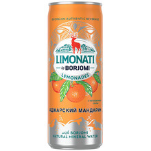 Напиток «Borjomi» Limonati, Боржоми Аджарский Мандарин с натуральным соком и природной минеральной водой, 0.33л, с газом, банка