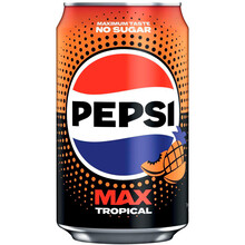 Газированный напиток «Pepsi» Max Tropical No Sugar, Пепси Макс Тропикал без сахара 0.33л, банка