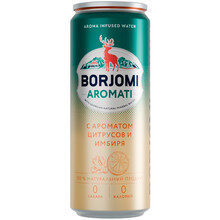 Минеральная вода Borjomi Aromati, Боржоми со вкусом Цитрус, Имбирь 0.33, банка