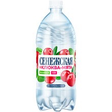 Минеральная вода «Сенежская» 1л, витамин B, сок Клюква, Мята, с газом, пэт
